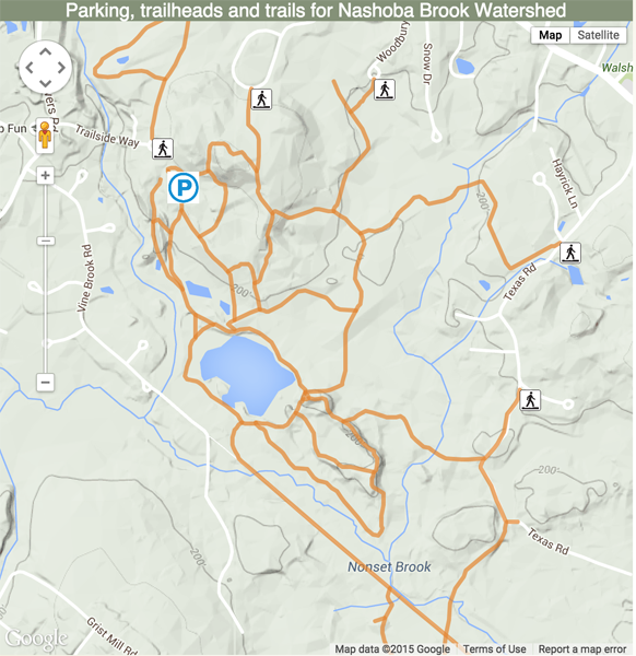 Image of a parking, trails and trailheads map.
