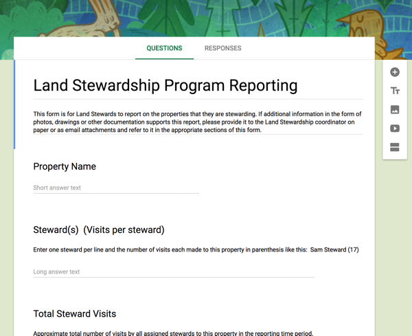 Stewardship Reporting with Google Forms